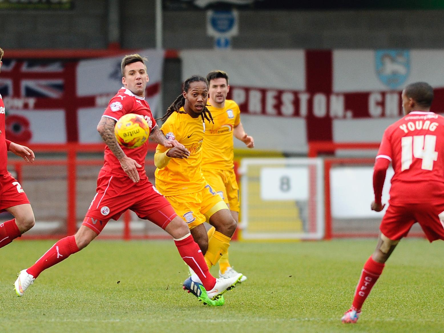 Daniel Johnson on his PNE debut against Crawley Town in January 2015