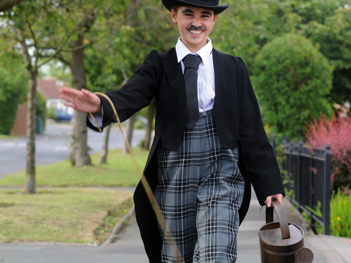 Bethany Hare aged 12 dressed as Charlie Chaplin