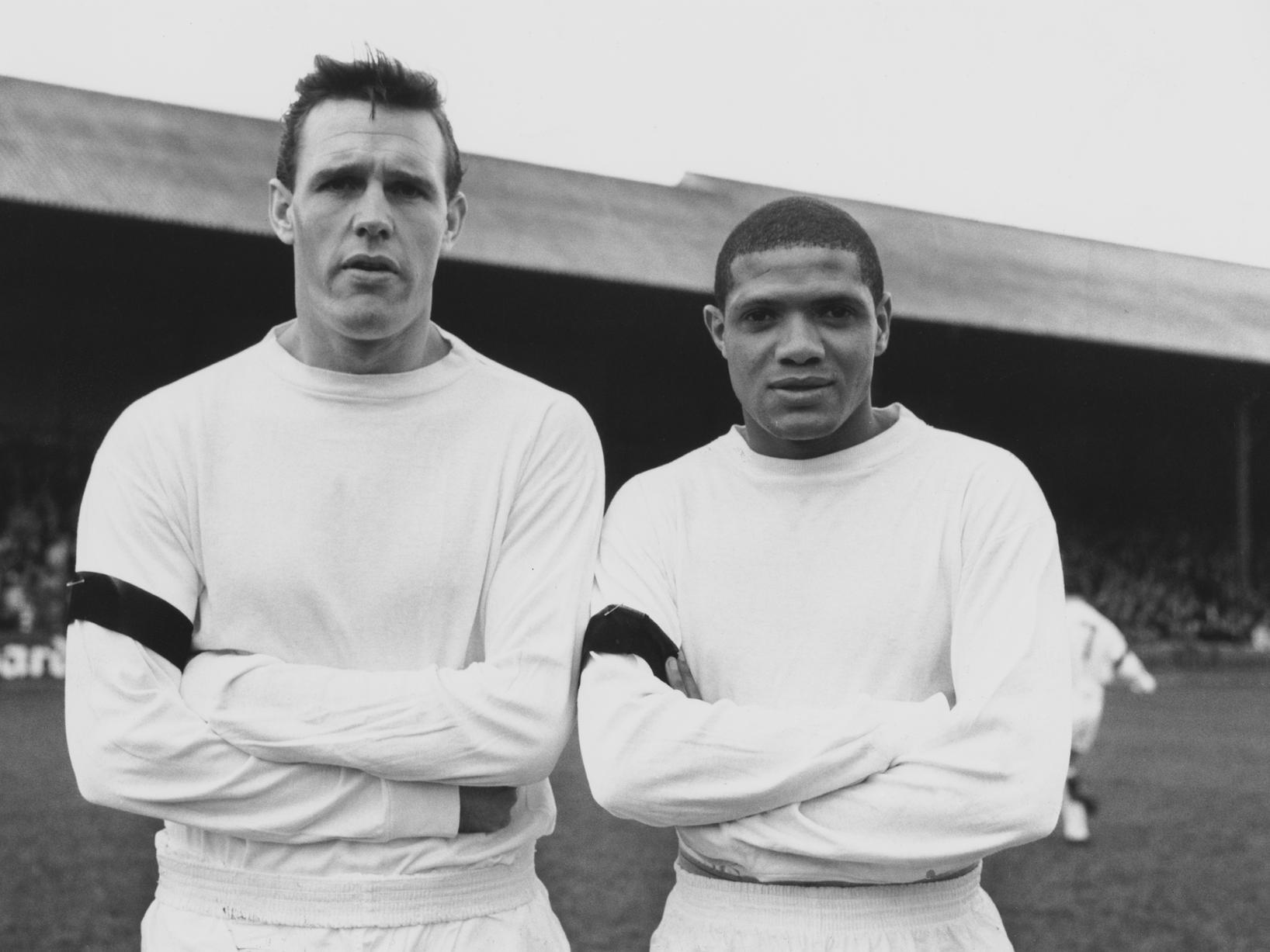 Leeds United footballers Ian Lawson (left) and Albert Johanneson (right)