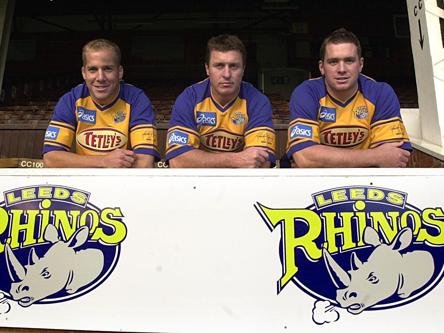 Leeds Rhinos new signings (left to right) were Andrew Dunemann,  David Furner and Chris Feather.