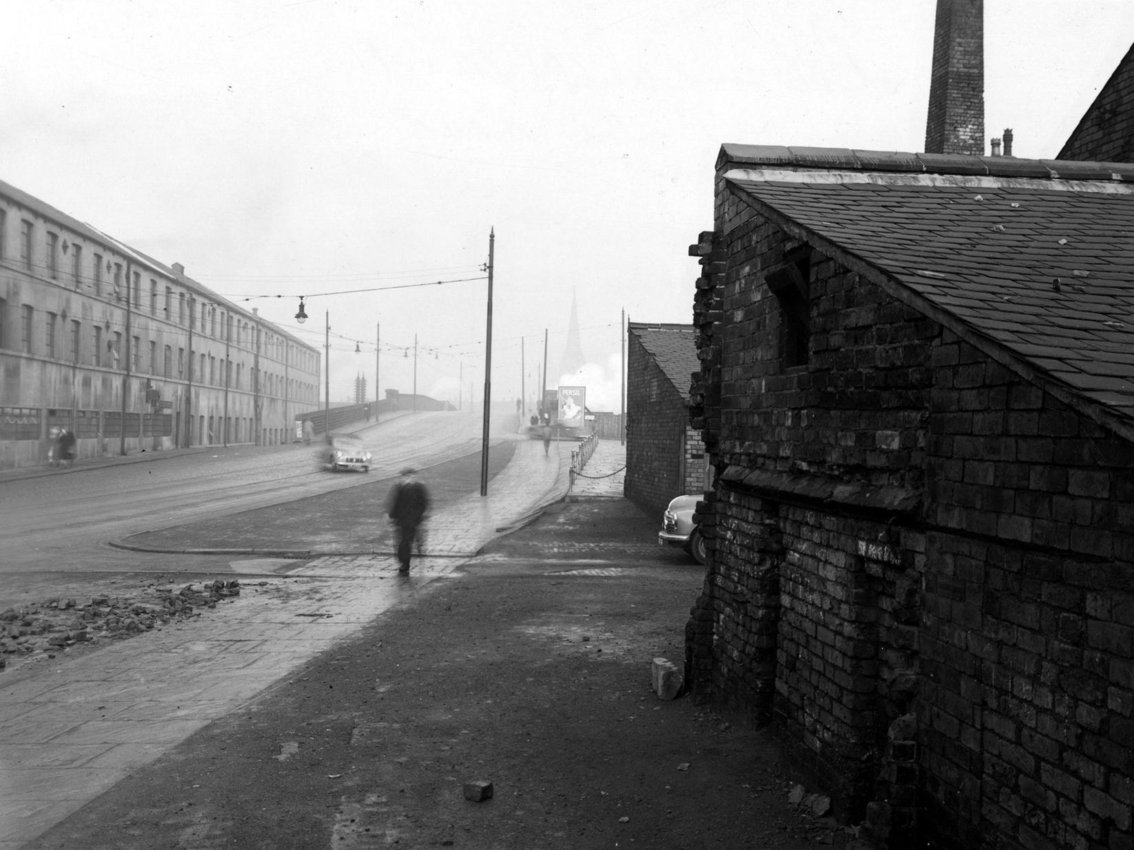 A view looking north down Balm Road in Hunslet from the entrance to Robinson's scrap metal yard.