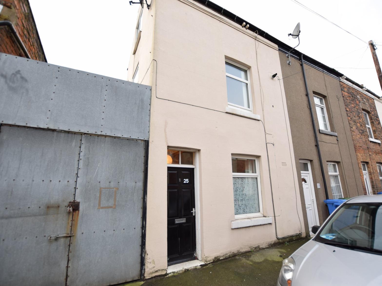 This one bedroom end terrace house is described as ideal for first time buyers and is listed with a guide price of 80,000.