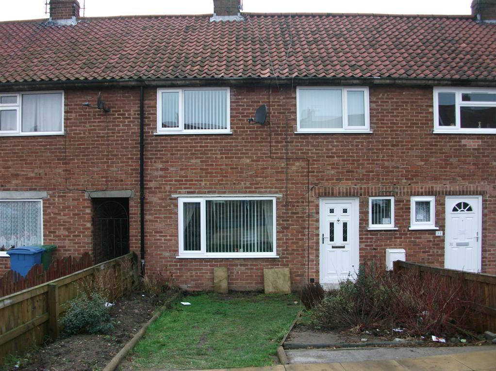 A three-bedroom terrace for sale for 99,950. It has a small garden to the front of the property and a large rear garden. The listing says it would be an ideal buy-to-let investment.