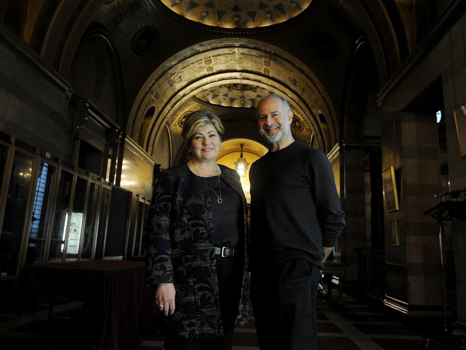 Emily Thornberry pictured with Leeds North East MP Fabian Hamilton at the Civic Hall, Leeds