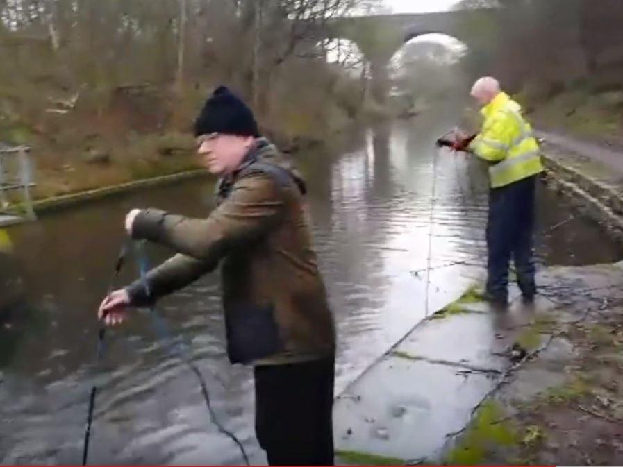 Mr Platt just before he pulled the bomb from the water (Photo: Yorkshire Magneteers).