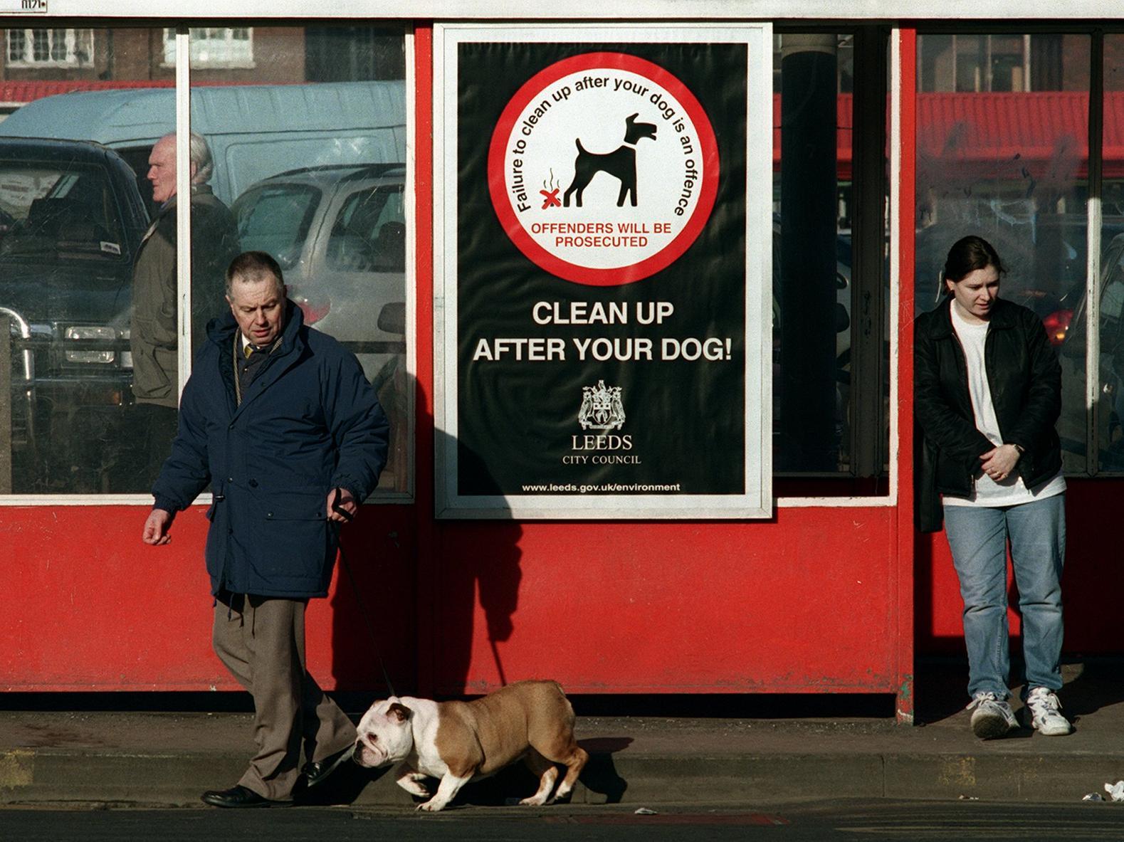Coun Phil Jones, deputy chair of the city council's enviroment committee launched a new crackdown on dog fouling. He is accompanied with Ruth, the Bulldog, on New York Street.