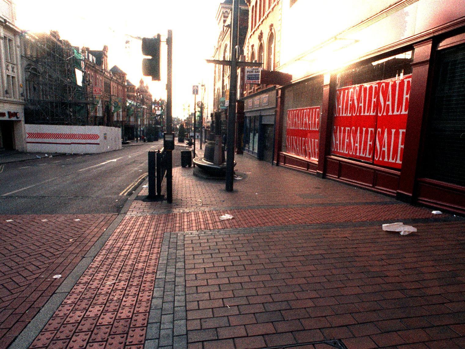 The morning after the night before. A deserted Briggate on New Year's Day in the city centre.