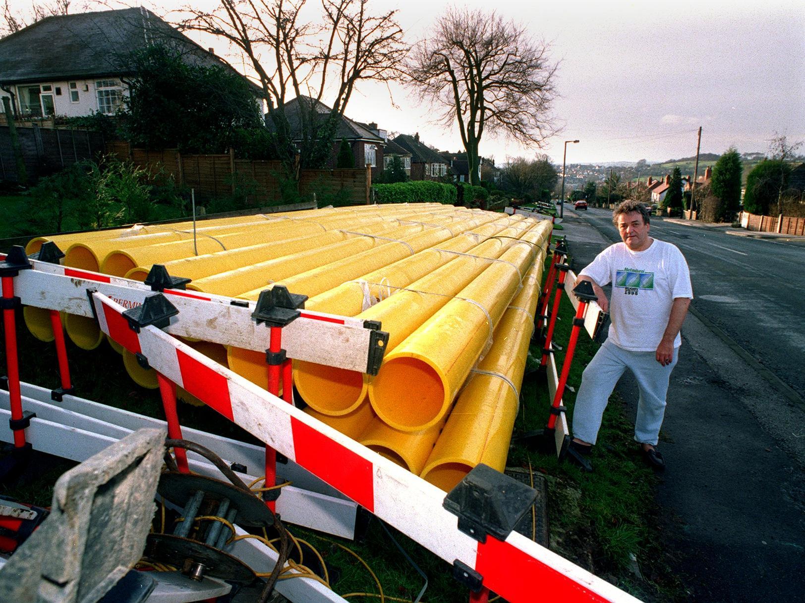 This is Rod Stanyon who was raging after these pipes were left outside his home in Tinshill.