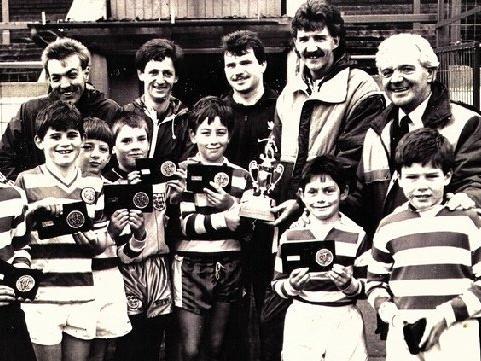 The cheeky chappie on the left hand side of the photograph is a regular on screen these days as one of television's more thoughtful and articulate pundits. He's pictured here in 1988 being presented with trophies for his St Gregory's school football by team by PNE great Mick Baxter (back row, second right).