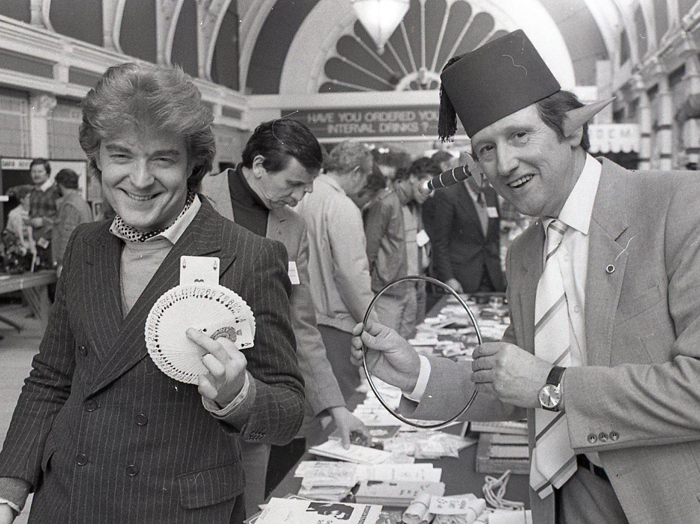Preston-born magician Johnny Hart (left), who has performed at the MGM Grand Hotel in Las Vegas, came down to earth with a bump at the magicians convention in Blackpool. Pictured above Johnny compares notes with Tom Owen from Blackpool