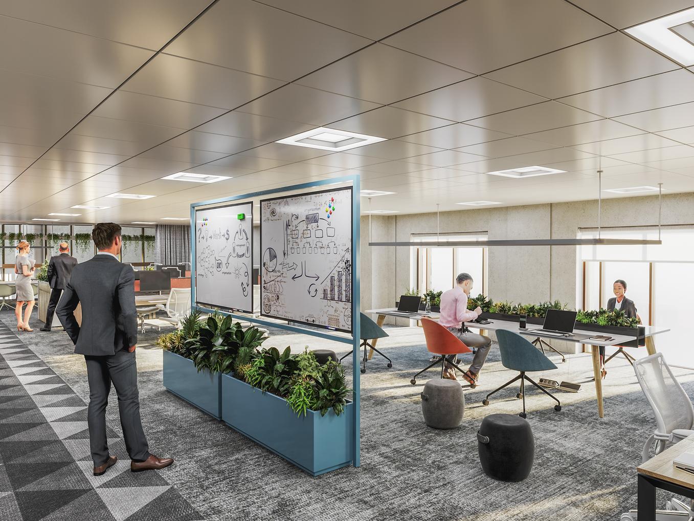 The open plan office space will be bright, airy and with lots of plants for added greenery.