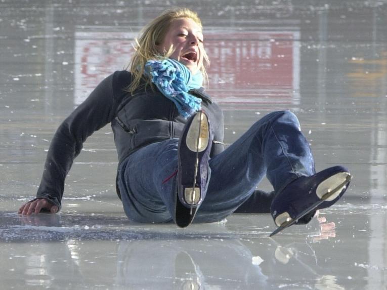 Leeds student Katie Outram hits the ice.