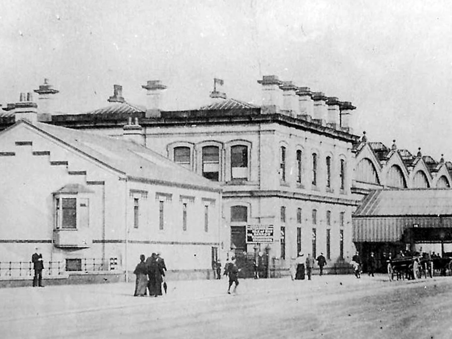The L&YR Company built the large rail station for Fleetwood in 1883 opposite the Queens Terrace buildings. Photo courtesy of Bill Curtiss Images of Fleetwood.
