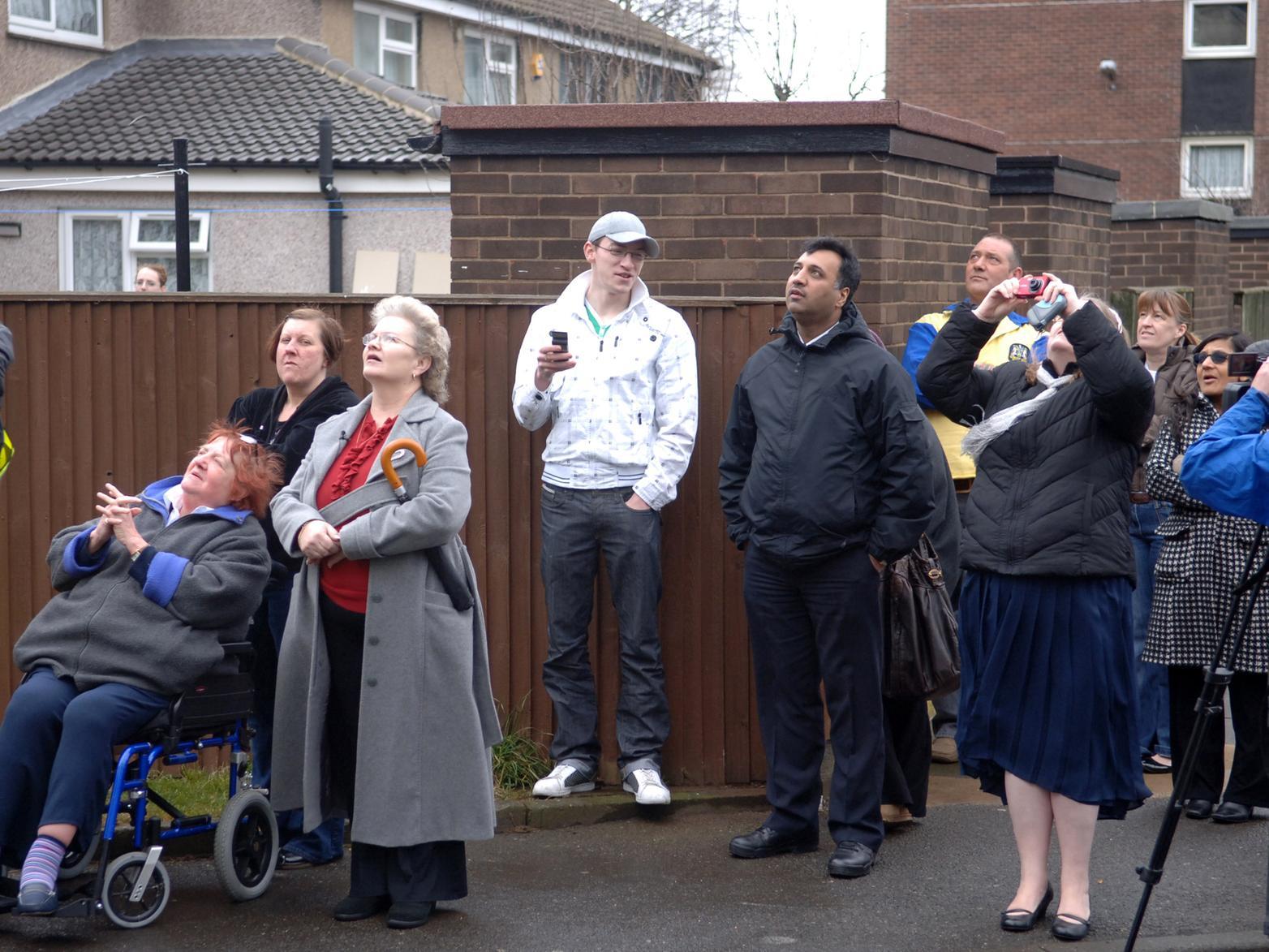 Residents watched as the five tower blocks were demolished in March 2010.