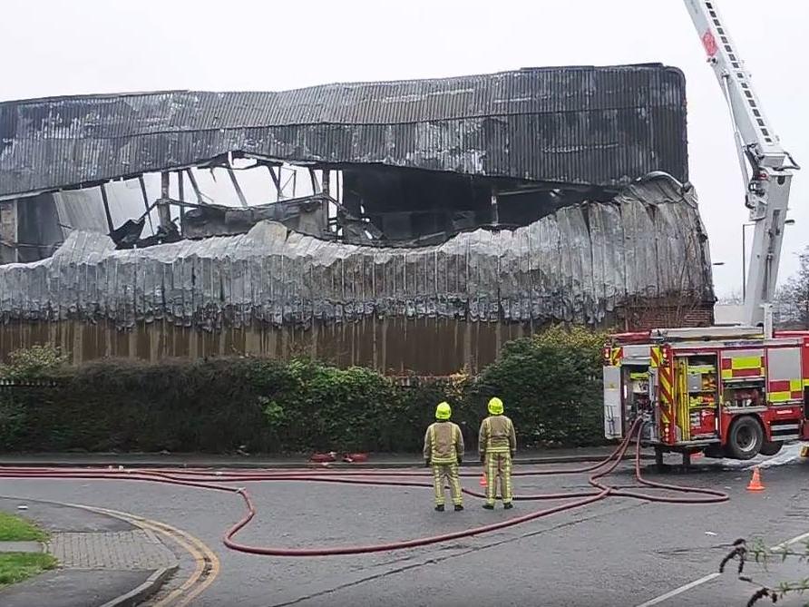 The aftermath of the fire which destroyed the Speedibake factory in Wakefield