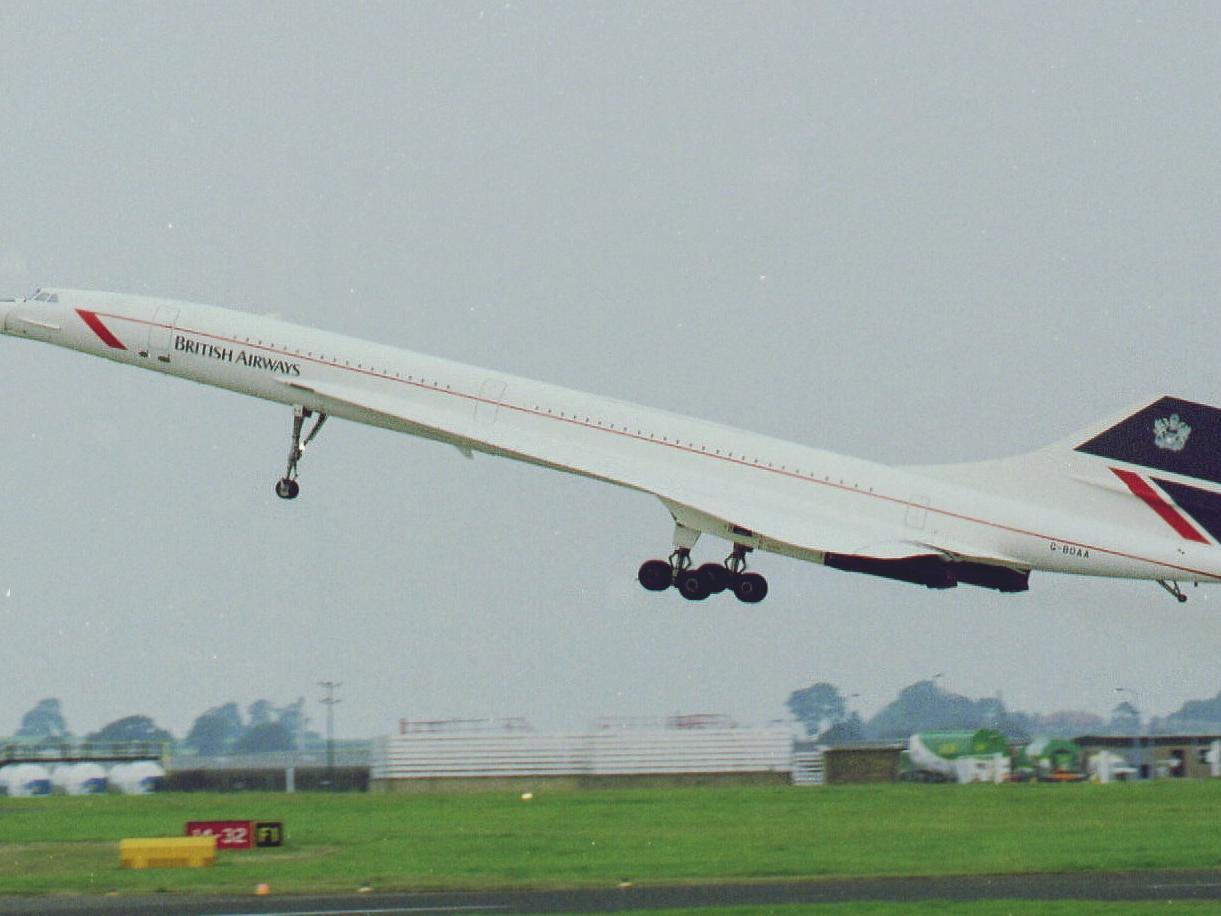Air France Concorde takes to the air from Leeds Bradford in August 1998.