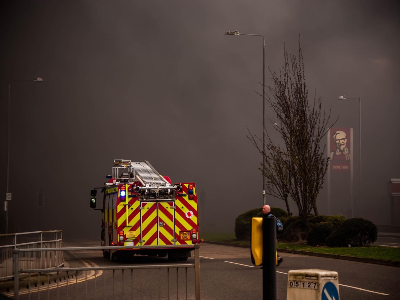 Dark smoke descended over Wakefield Retail Park on Saturday after the fire was first reported shortly after 1pm.