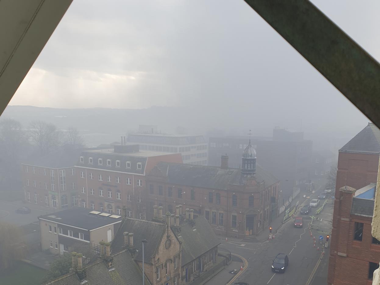 This snap, from the flats on George Street, in the city centre, shows a heavy cloud of smoke engulfing the city.
