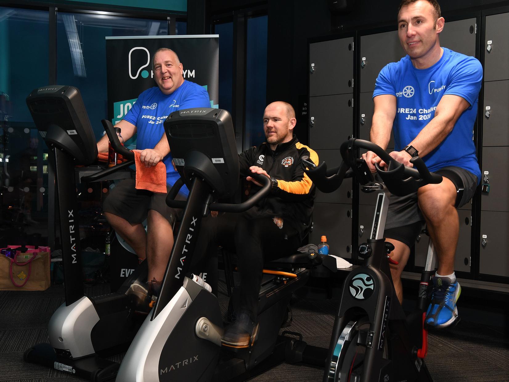 From left: Mark Hudson, Castleford Tigers assistant coach Danny Orr and Paul Burns