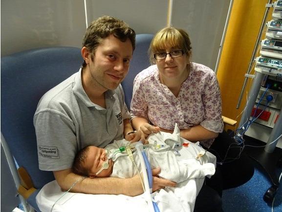 Claire and Andrew McLellan pictured in hospital with baby daughter Alexandra