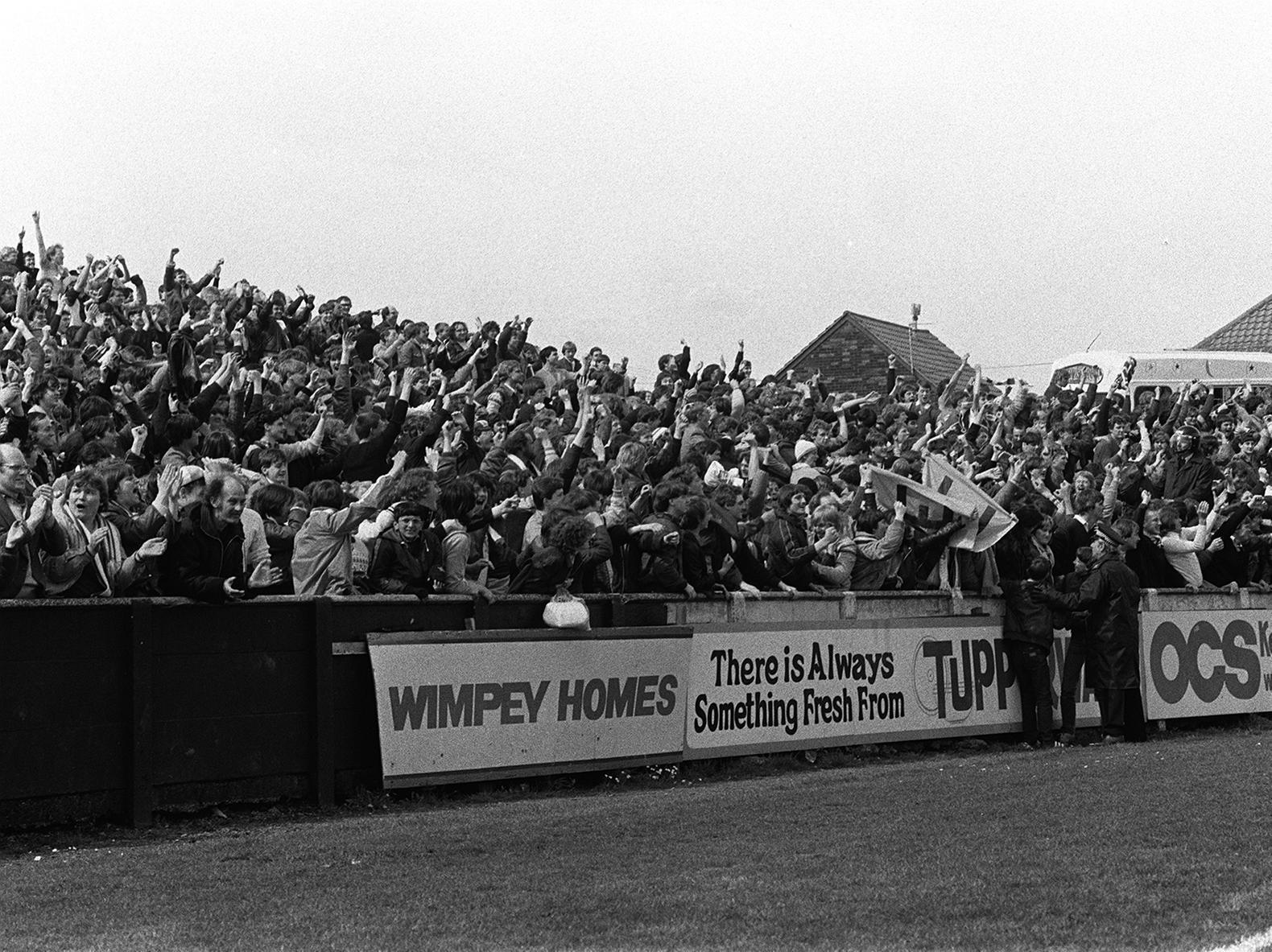 A busy away end when Preston visited Springfield Park in May 1983