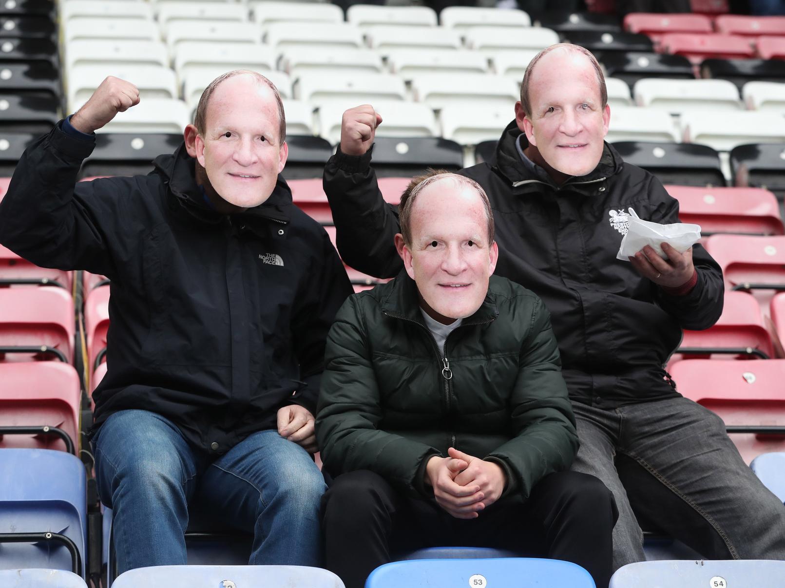 PNE fans wore Simon Grayson masks in the Fewbruary 2017 visit to Wigan