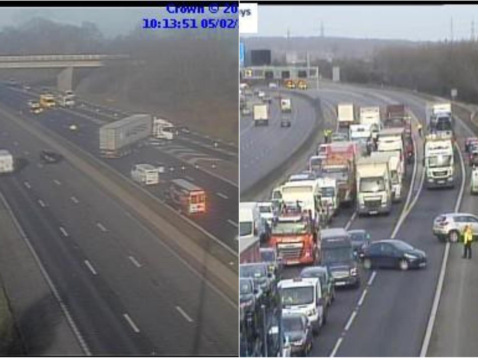 Traffic being turned around after a serious crash on the M1 (Photo: Highways England)