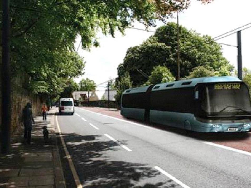 An artist's impression of trolleybus on Headingley Hill. Residents voiced concerns work on the northern line would bring roads griding to a virtual halt.
