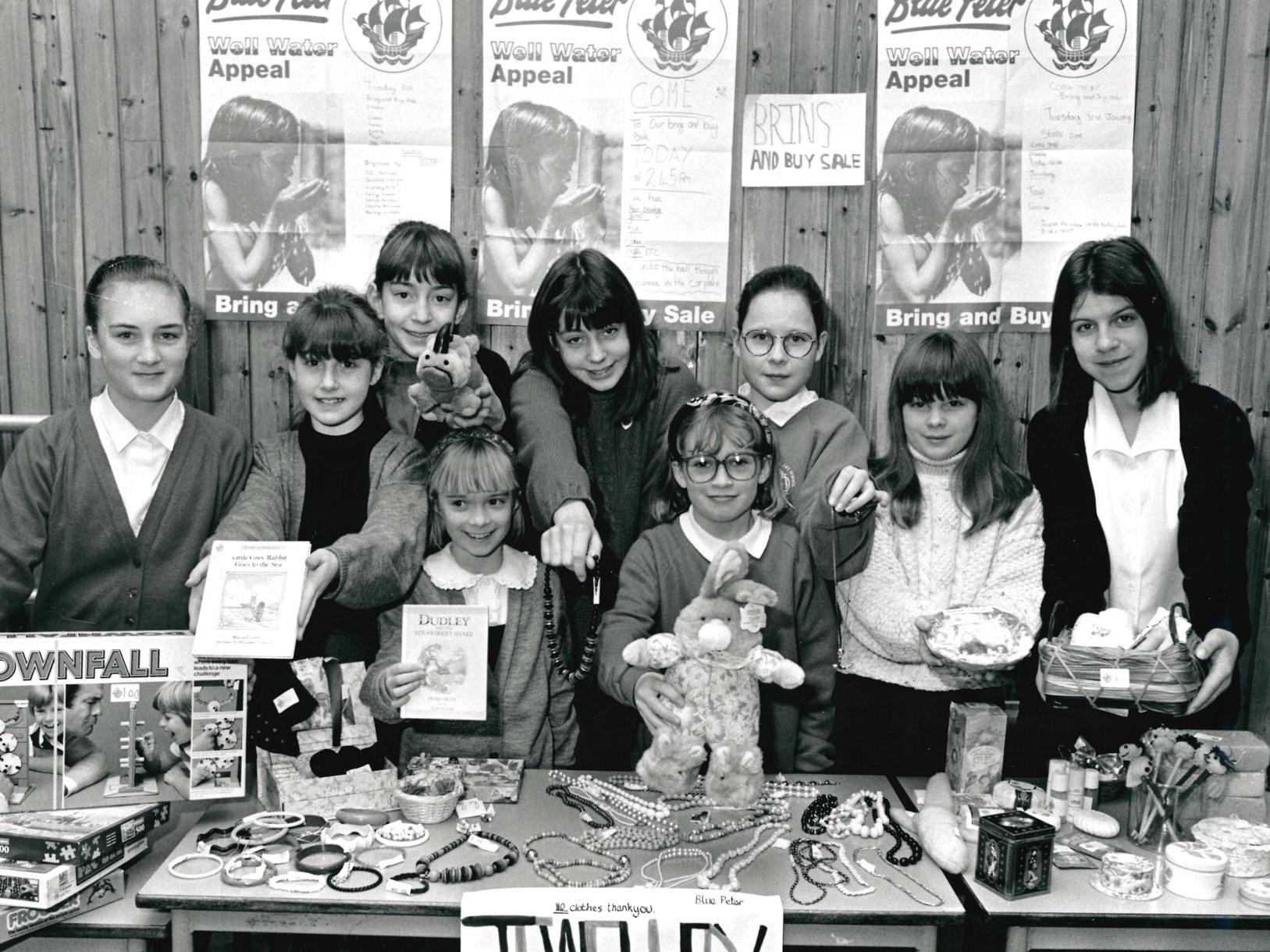 Kirkhamgate Junior School fund raiser for the Blue Peter appeal, 1995.