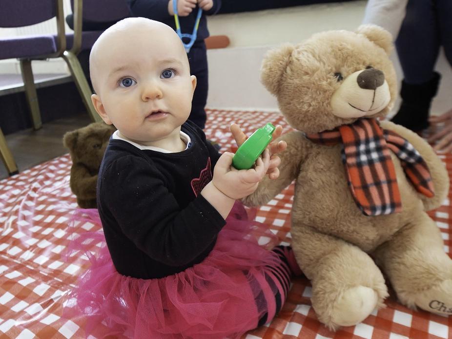 One-year-old Ivy Clarke with her teddy bear.