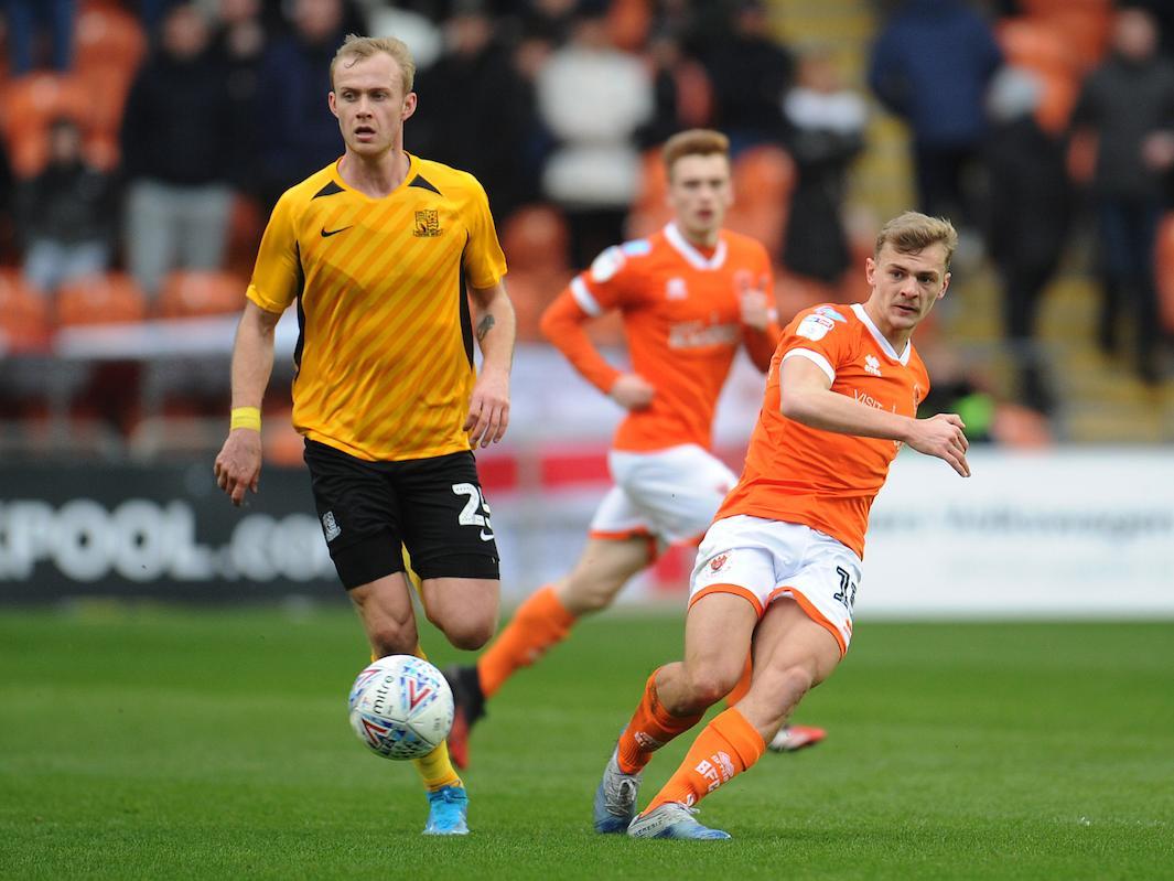 Kiernan Dewsbury-Hall and Connor Ronan (background) were both in sterling form in Blackpool's midfield