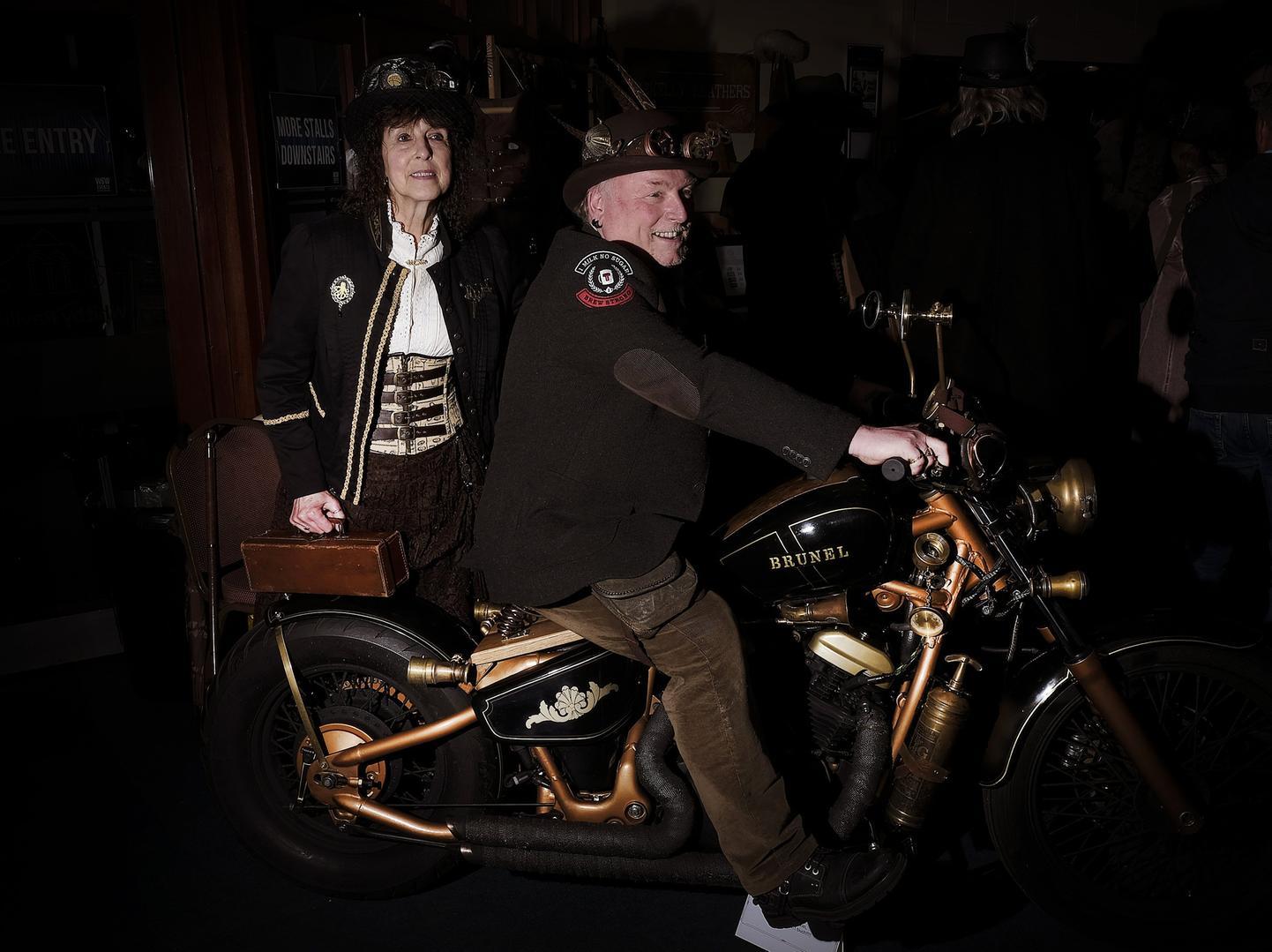 Jools and Spyke Reay with their motorbike exhibit at the Pavilion