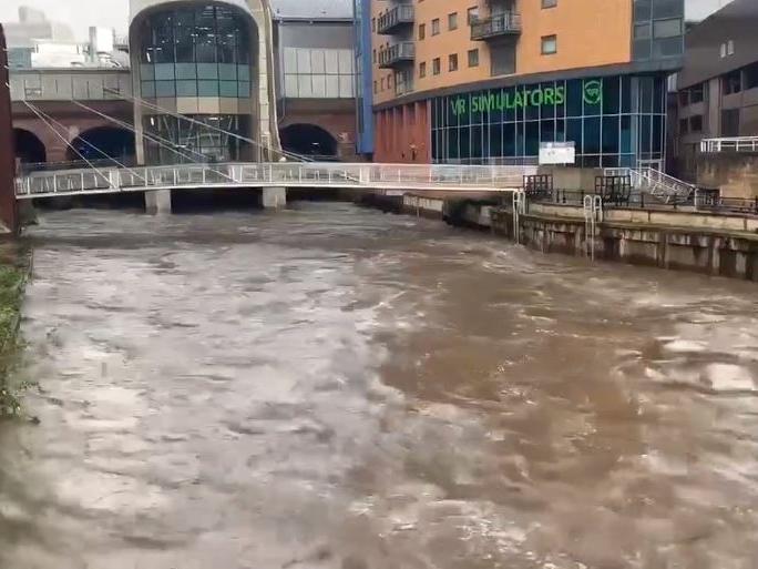 The River Aire in Granary Wharf, Leeds city centre.