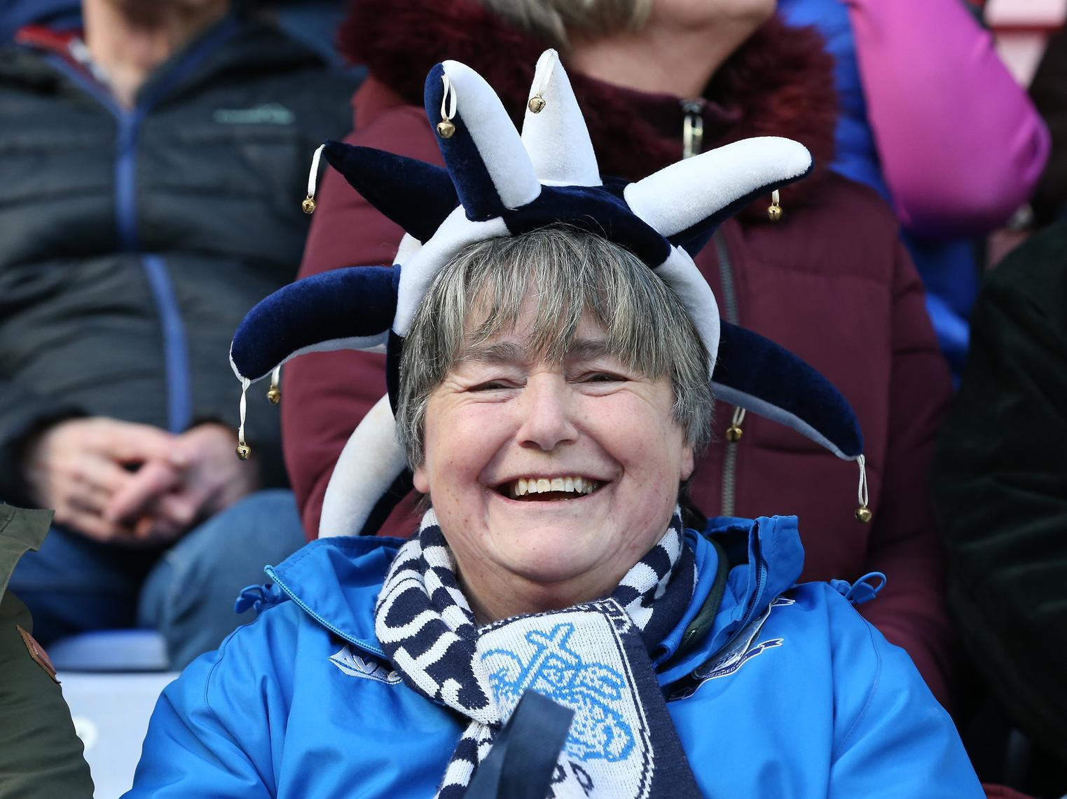 In all the PNE gear, one fan gives a big smile to our camera before the 2-1 win.