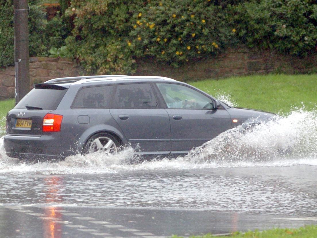 A road to nowhere for this car stuck in floodwater on Stainbeck Road in Chapel Allerton.