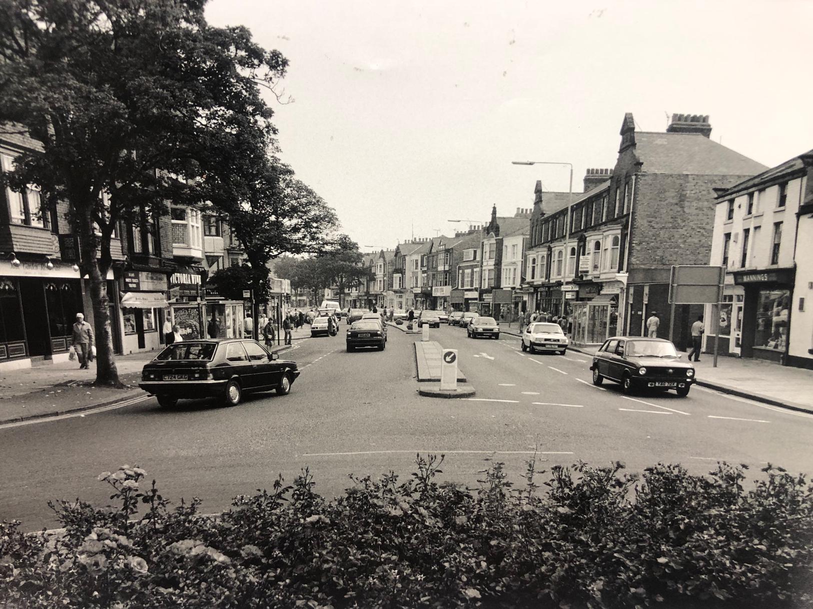 A view down Falsgrave Road before the roundabout changed into traffic lights.