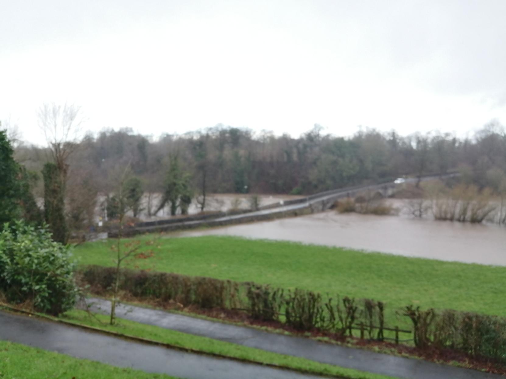 Storm Ciara overwhelms the river at Brungerley.