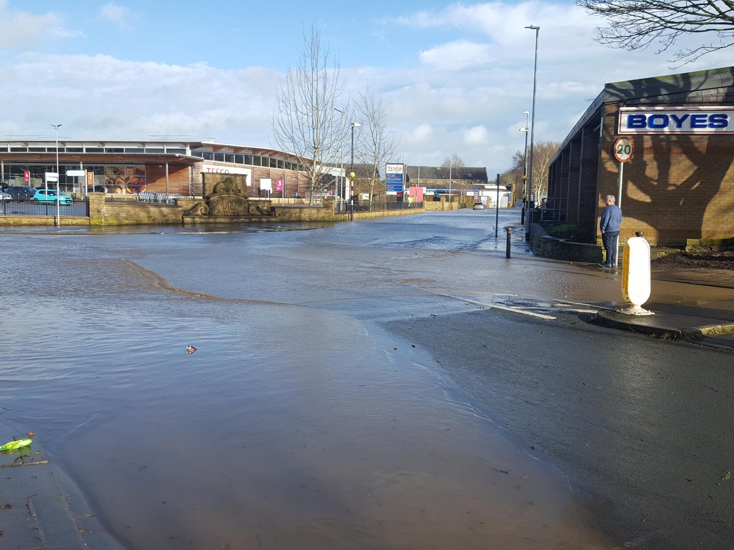Padiham town centre roads were under water.