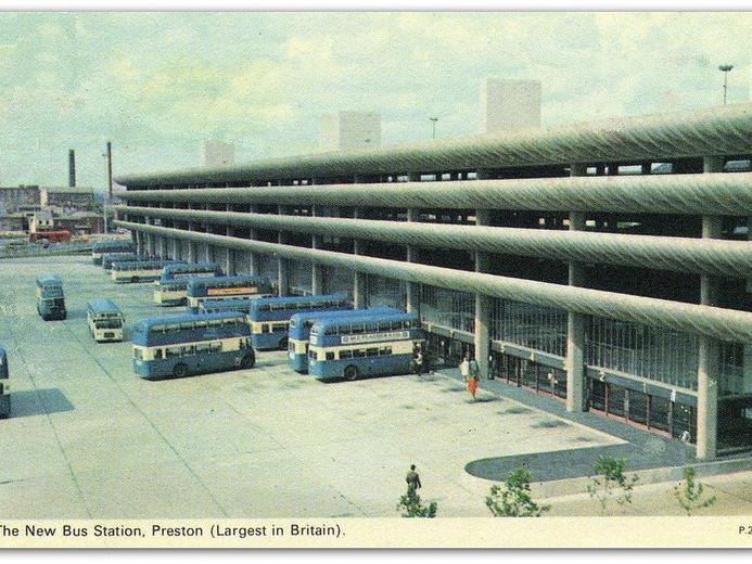 The New Bus Station, Preston (Largest in Britain). Colour Postcard c.1969