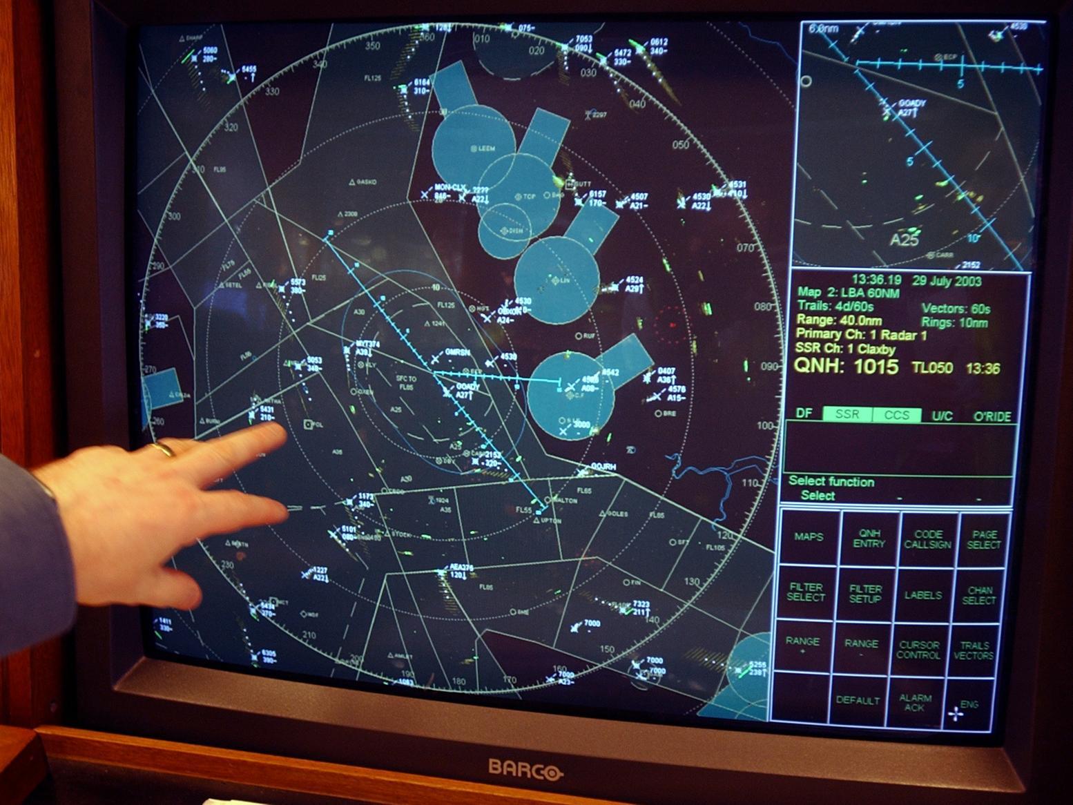 One of the air traffic control radar screens.