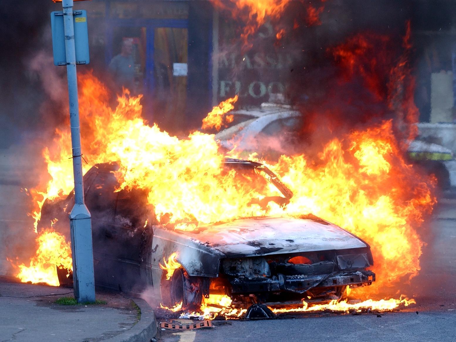 The year got off to an explosive start as firefighters were called out to deal with car fire on New Road Side in January 2003.