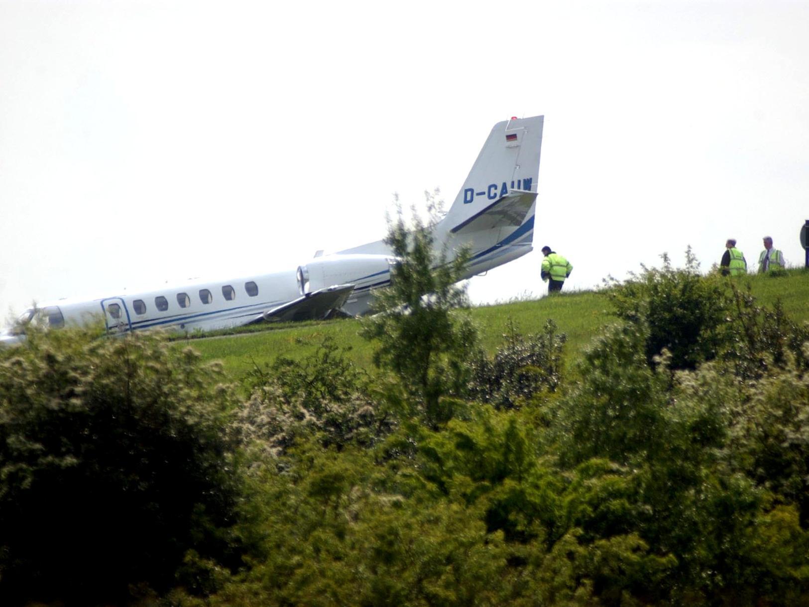 This plane over ran the runway at Leeds Bradford Airport.