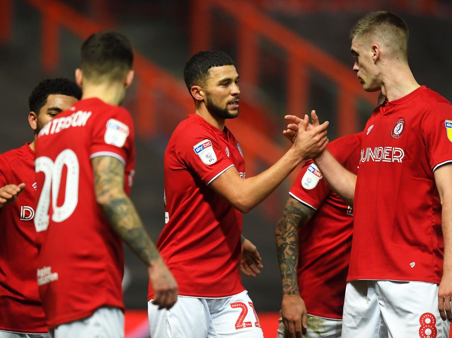 Bristol City striker Nahki Wells celebrates his first goal for the Robins. (Getty)