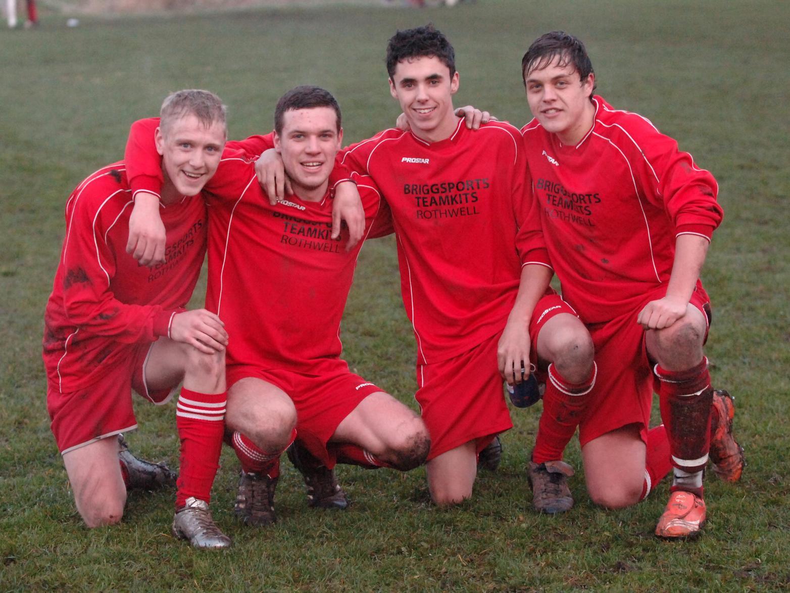 Beeston St. Anthony's goalscorers in theri 5-0 win against Merlin.Pictured, from left, Tom Moran (2), Ryan Legge, Glen Fulthorpe and Matty Boyes.