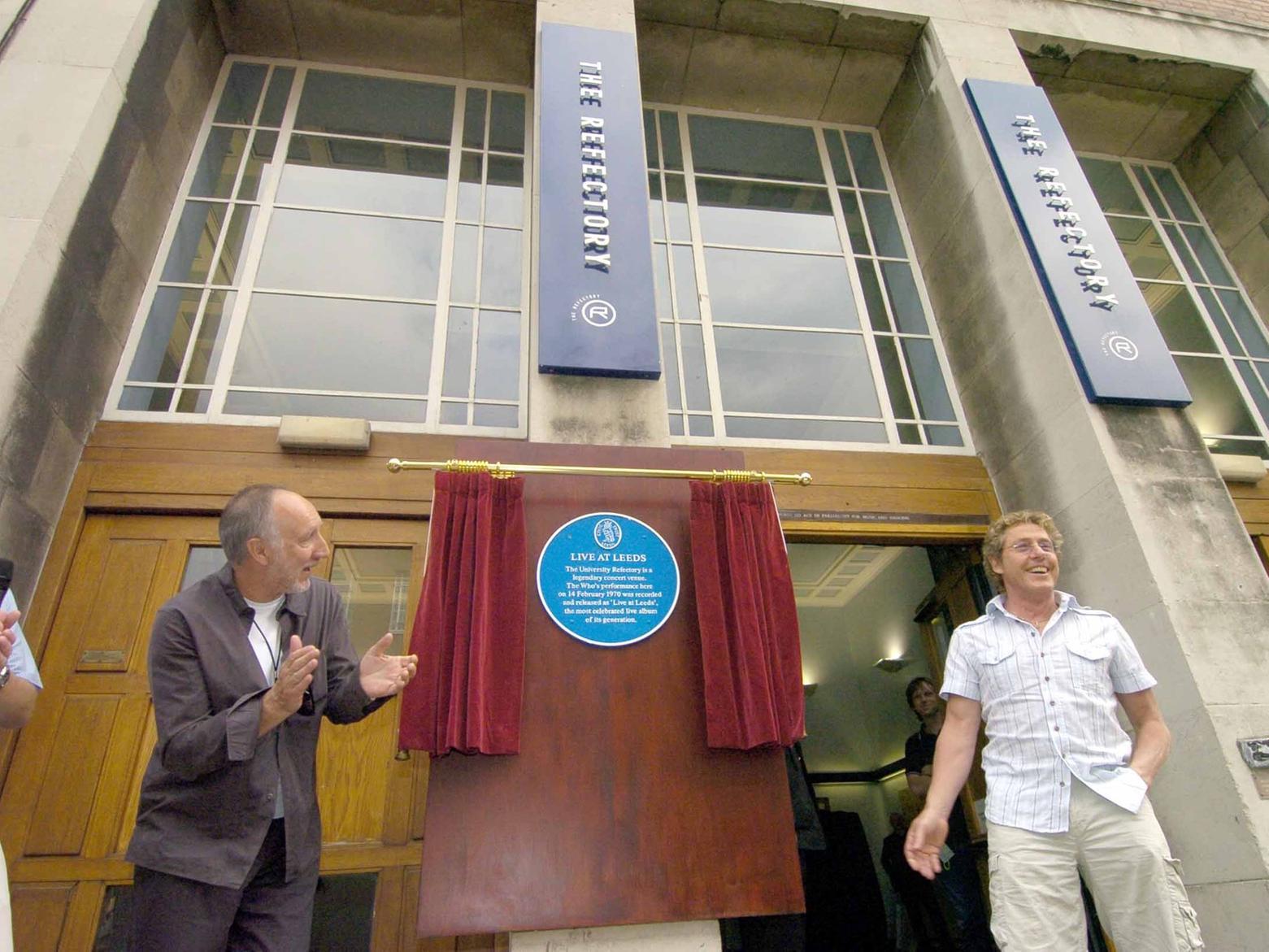 Pete Townshend and Roger Daltrey at the 2006 plaque unveiling at the University of Leeds.