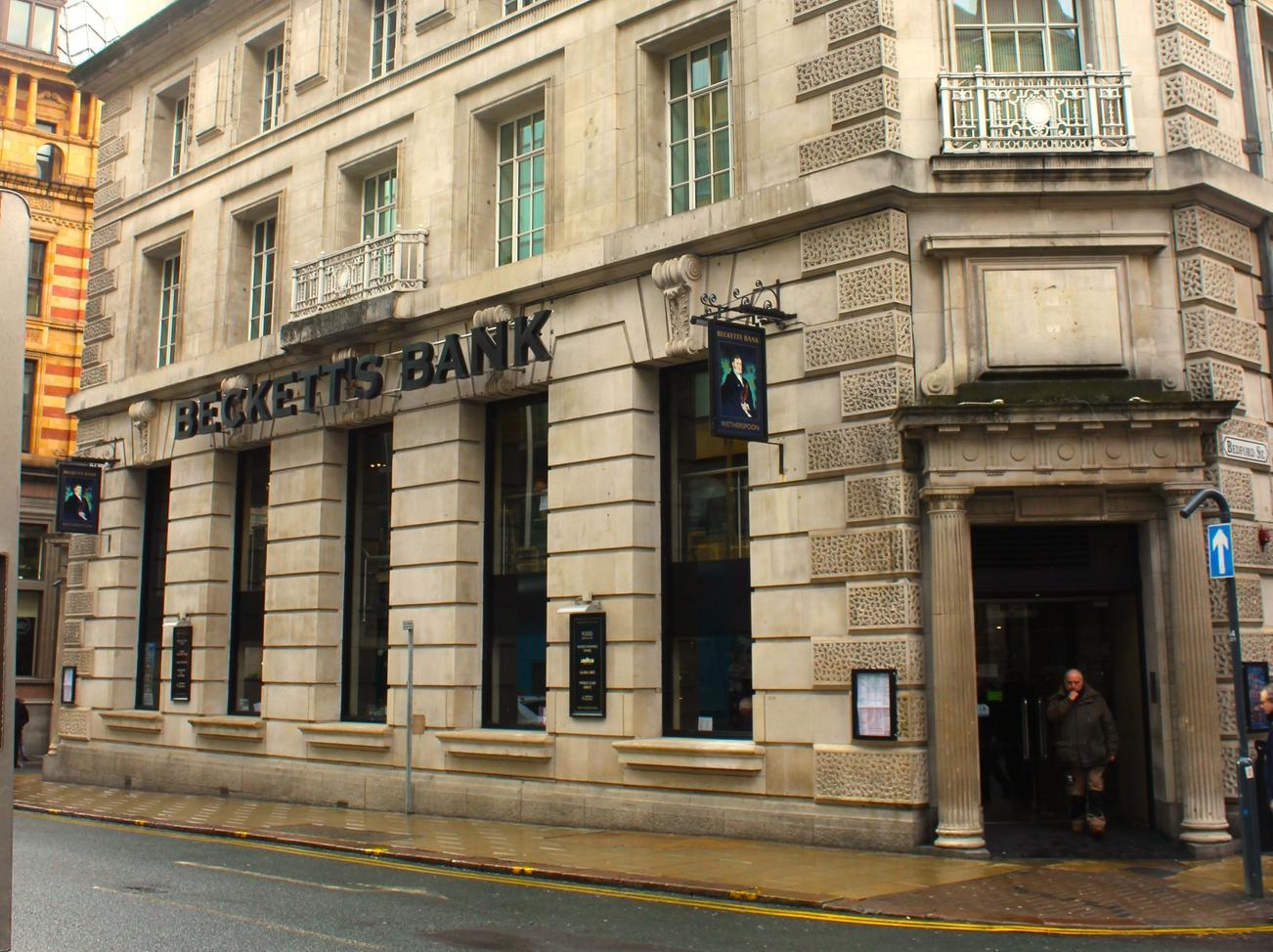 Beckett's Bank in Park Row, Leeds, is part of the JD Wetherspoon chain.