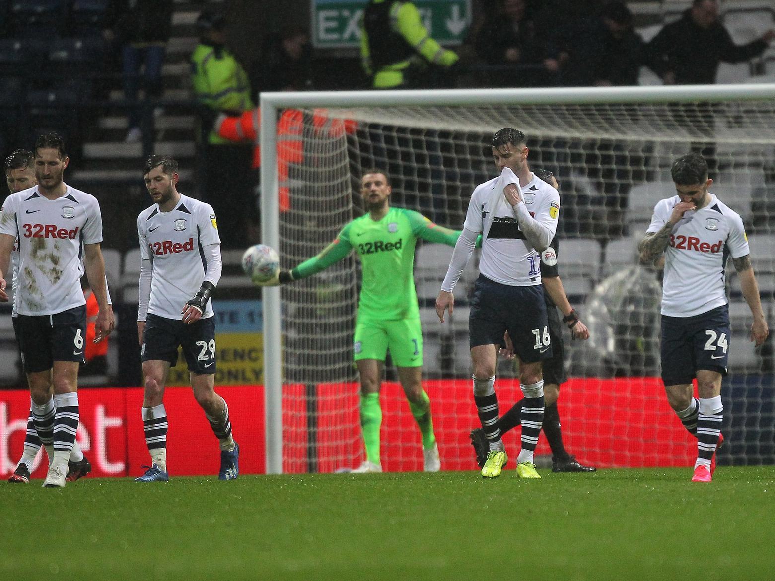 The Preston players looked dejected after conceding against Millwall