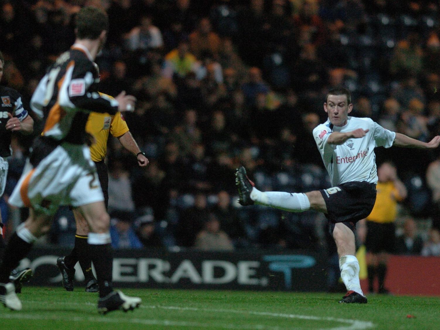 David Jones scores the middle of PNE's three unanswered goals in 2005, Jemal Johnson getting things started before Paul McKenna rounded off the scoring.