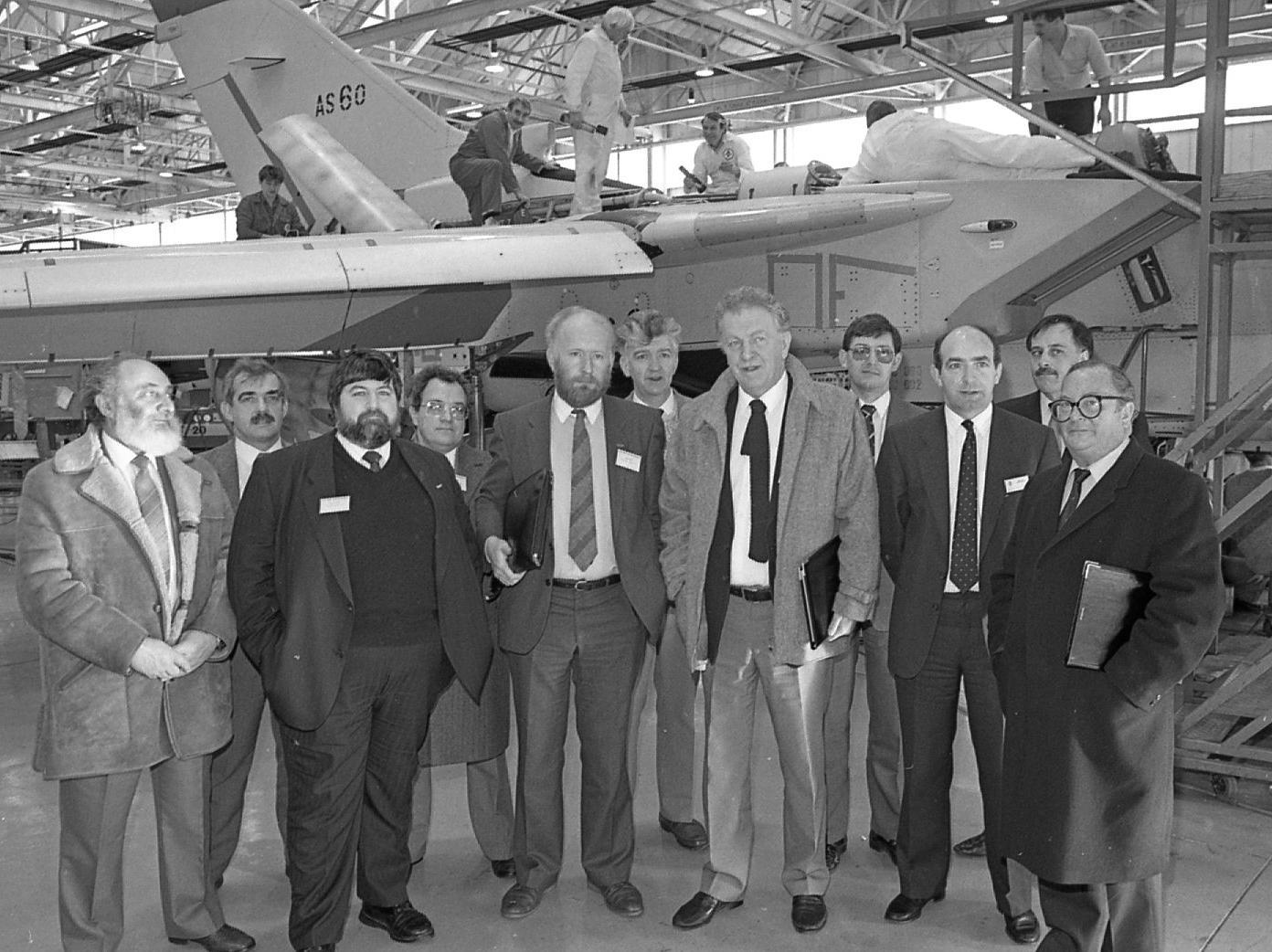 TUC president Clive Jenkins, and general secretary of TASS Ken Gill visited British Aerospace at Warton as part of a nationwide tour to launch the record-breaking new industry and services union - MSF (Manufacturing, Science and Finance. MSF has gone into the Guinness Book of Records as the largest ever trade union amalgamation