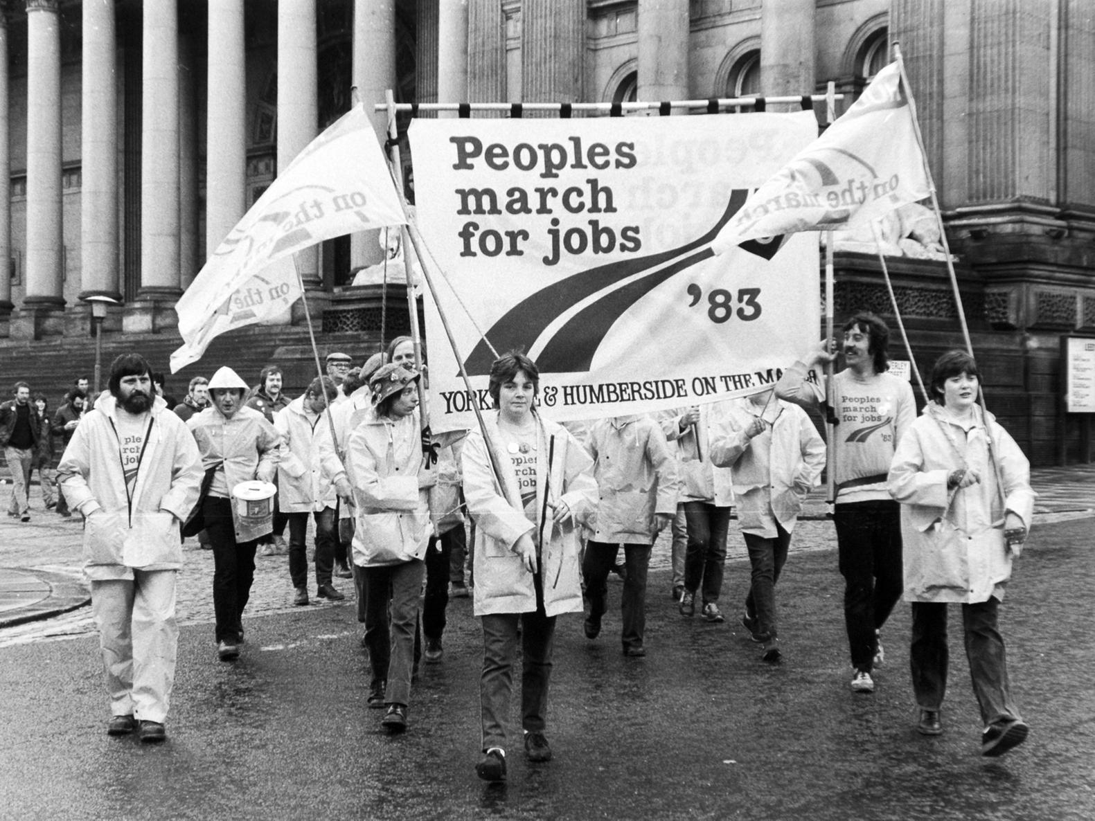 Unemployment march  - Peoples March for Jobs - made its ways through Leeds city centre.